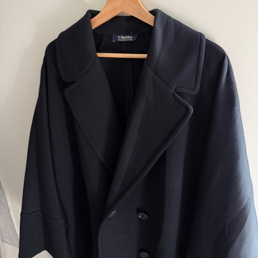 Max Mara Double-breasted jersey coat in navy - with box - Picture 4 of 13